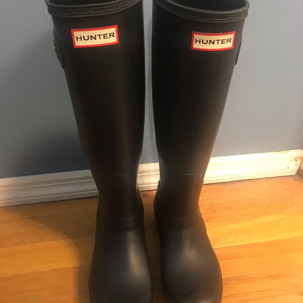 Matte black hunter boots